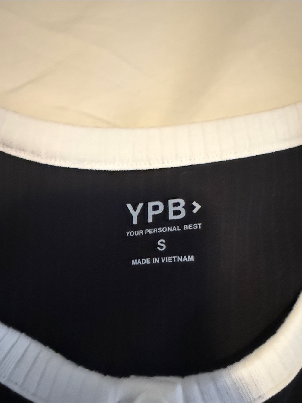 Black Ribbed Button-Front YPB Top with White Trim - Picture 2 of 3